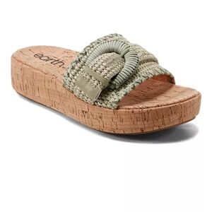 Earth Samsy Light Green Casual Slip-on Wedge Platform Sandals NWOB‎ - Size 9M